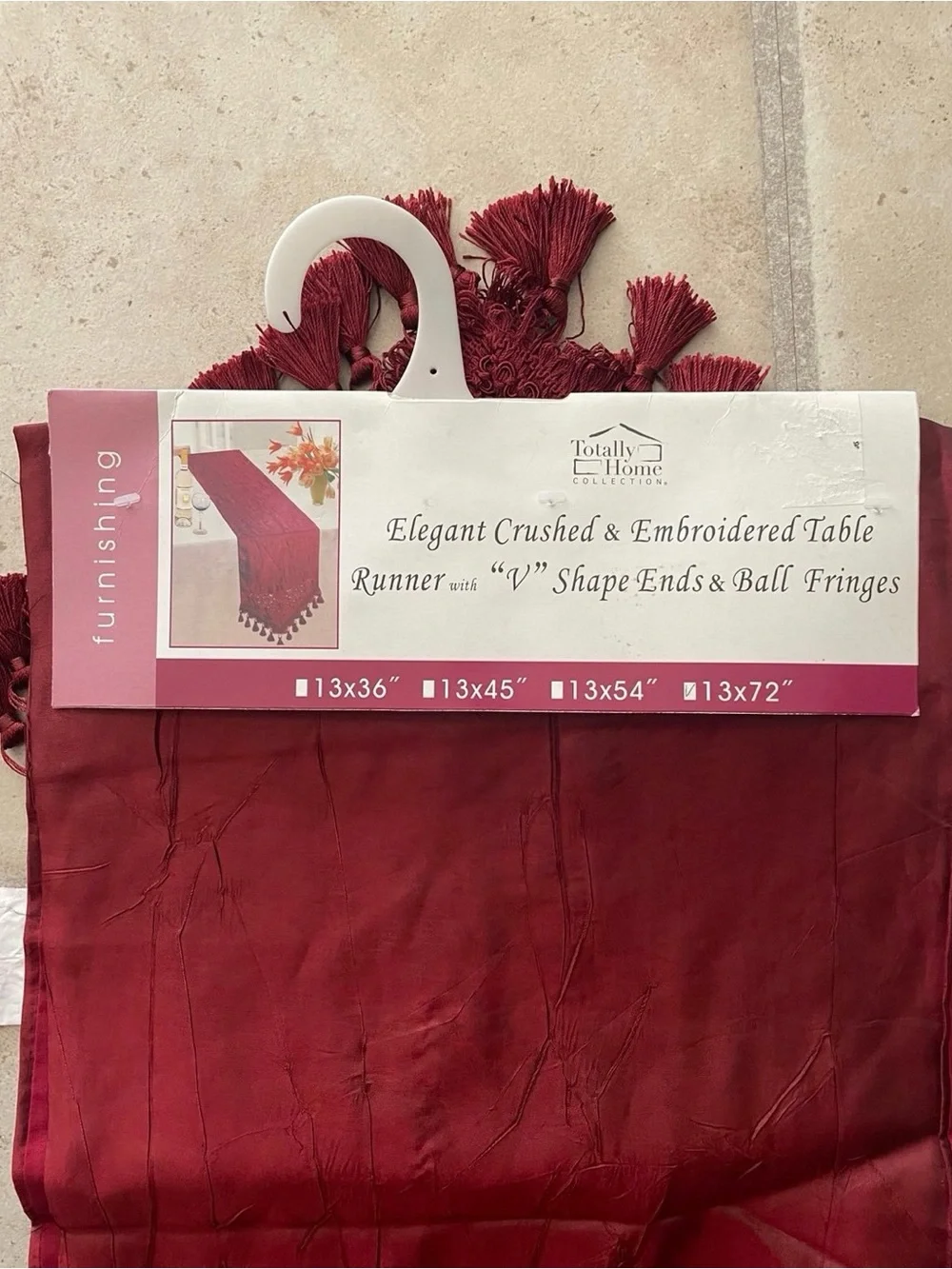 Elegant Red Table Runner with Tassel Trim